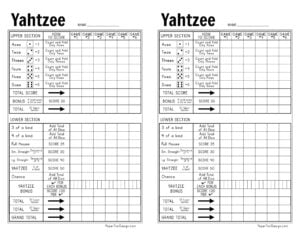 Free Printable Yahtzee Score Card Paper Trail Design