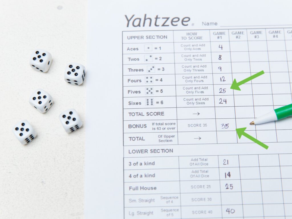 Yahtzee Score Card Explained
