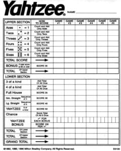 The Yahtzee Score Card Download And Print New Yahtzee Score Sheets