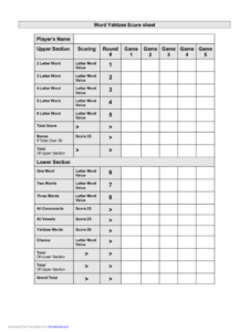 Word Yahtzee Score Sheet Edit Fill Sign Online Handypdf