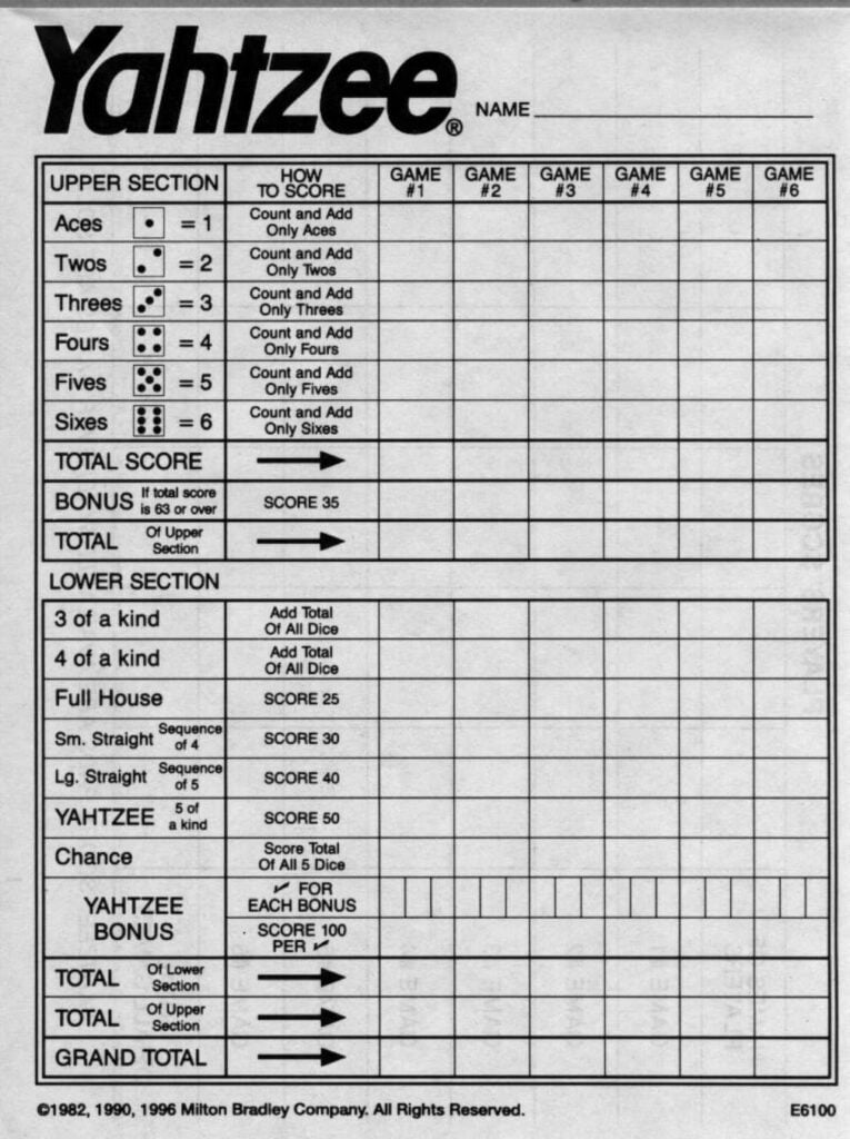 Printable Rules For Yahtzee Yahtzee Score Sheets
