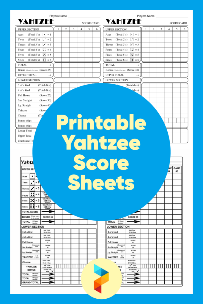 Free Blue Printable Yahtzee Score Cards