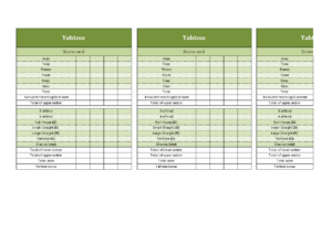 Kostenloses Yahtzee Score Sheets In Excel