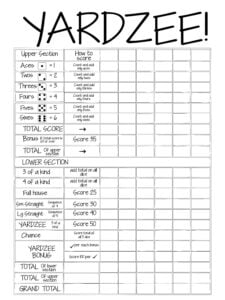 Printable 18x24 YARDZEE Score Card File Sill In The Blankdiy Etsy UK