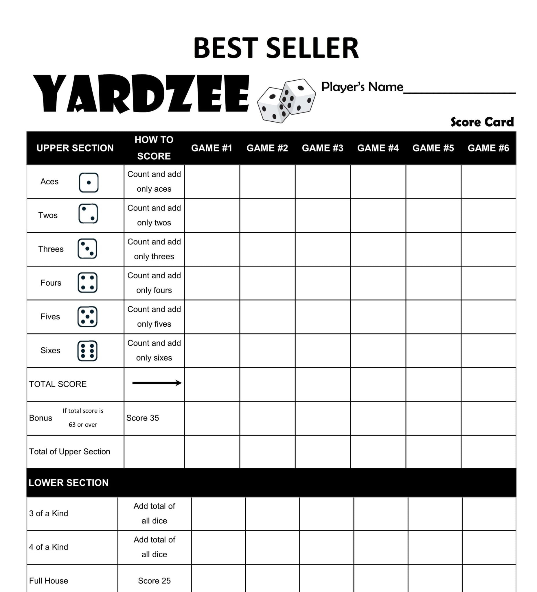 Printable Yardzee Yahtzee Laminated Score Sheet Scorecards Etsy Printable Yardzee Yahtzee Laminated Score Sheet Scorecards Etsy