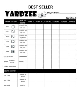 Printable Yardzee Yahtzee Laminated Score Sheet Scorecards Etsy Belgi