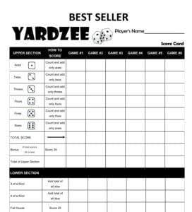 Printable Yardzee Yahtzee Laminated Score Sheet Scorecards Etsy de