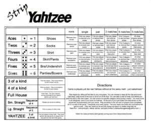 Strip Yahtzee SCOREcard Yahtzee Yahtzee Score Sheets Yahtzee Rules