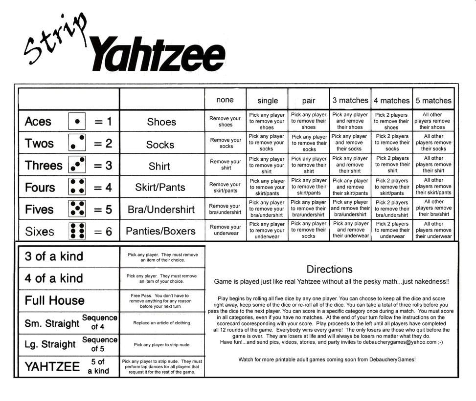 Strip Yahtzee SCOREcard Yahtzee Yahtzee Score Sheets Yahtzee Rules