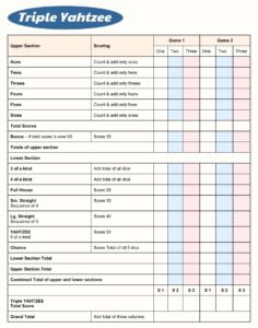The Yahtzee Score Card Download And Print New Yahtzee Score Sheets