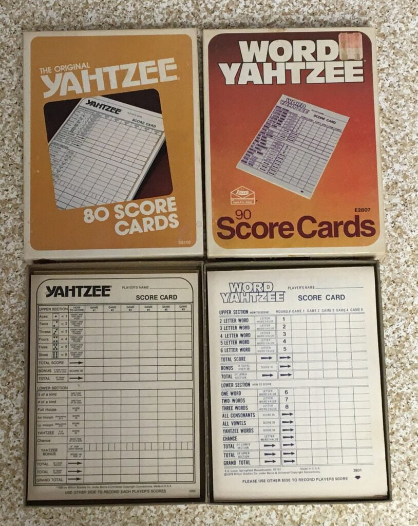 Retro Yahtzee Score Cards