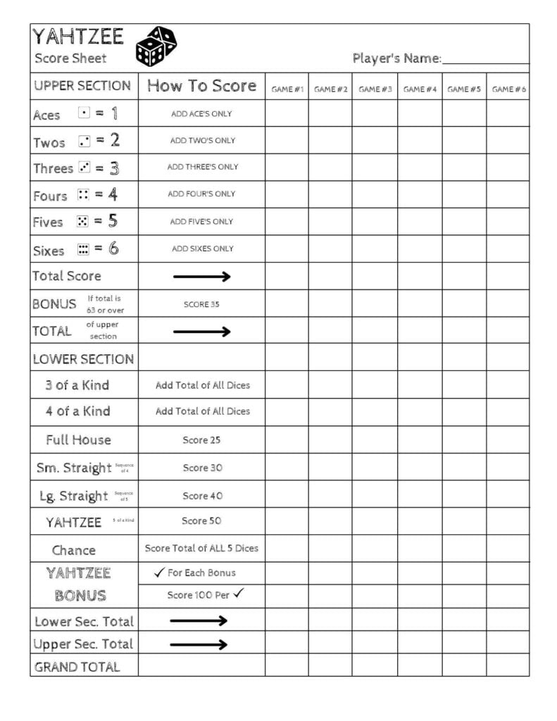 Yahtzee Score Card Print Ready File Yahtzee Scoresheet Etsy de