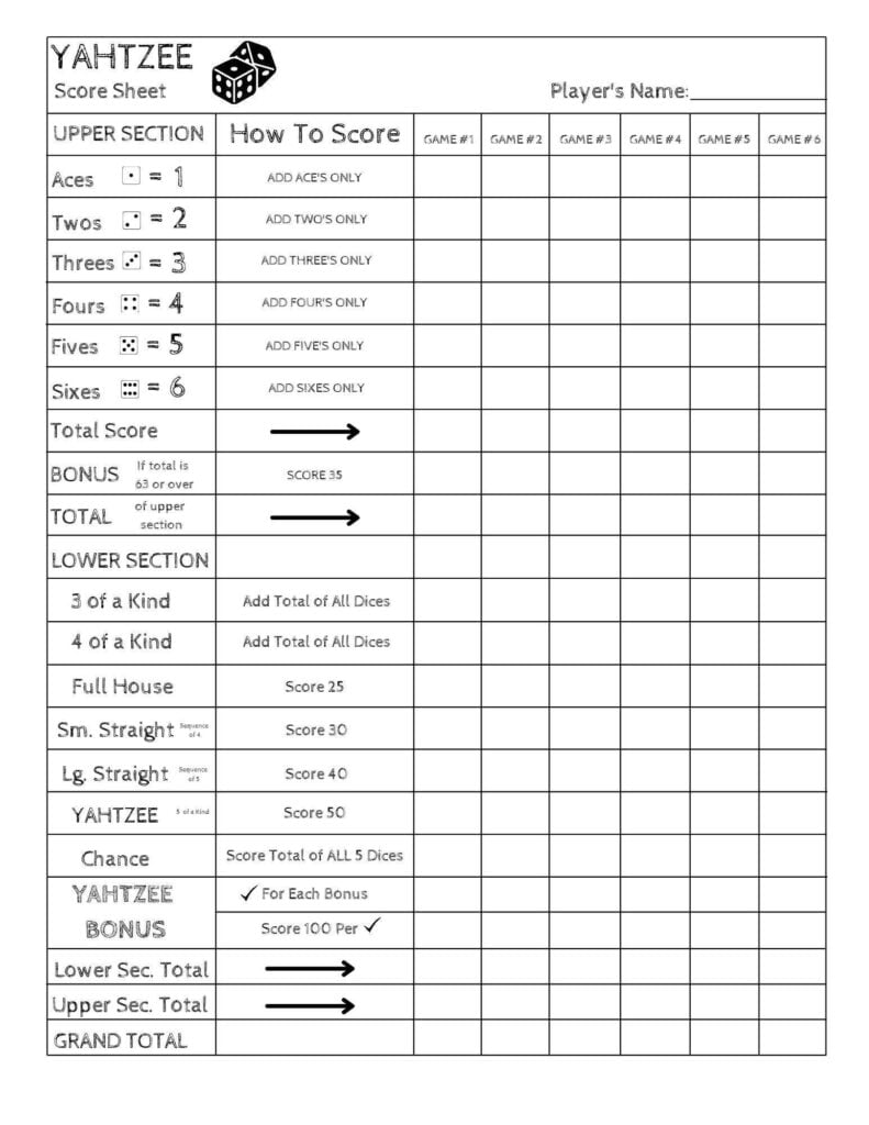 Yahtzee Score Card Print Ready File Yahtzee Scoresheet Etsy sterreich