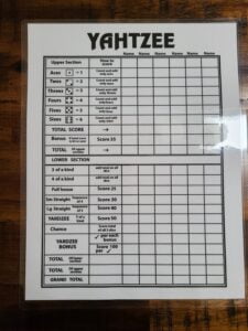 Yahtzee Score Sheet Reusable Score Card Dice Game Etsy de