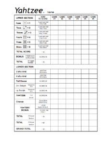 Yahtzee Score Sheets Download Edit Fill Sign Online Handypdf