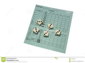 Yahtzee Scorecard And Dice Stock Photo Image Of Blank 12328490