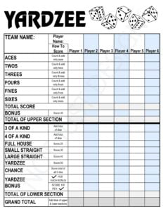 Yardzee Digital Score Card Rules Printable Instant Etsy Belgi